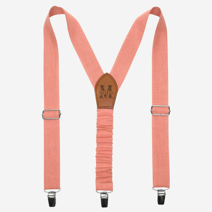 Blush Pink Personalized Suspenders Bow tie Set