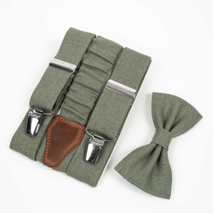 Sage Green Bow Tie & Suspenders Set