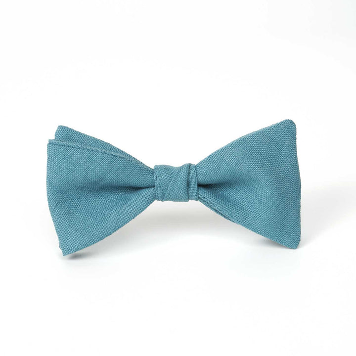 Dusty Blue Linen Bow Ties | Pre-Tied Sizes for Men & Boys
