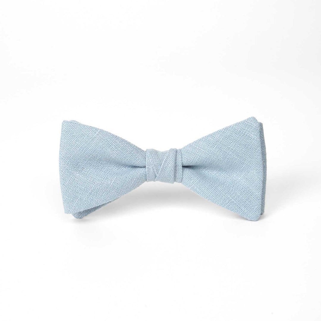 Dusty Blue Linen Bow Ties | Pre-Tied Sizes for Men & Boys