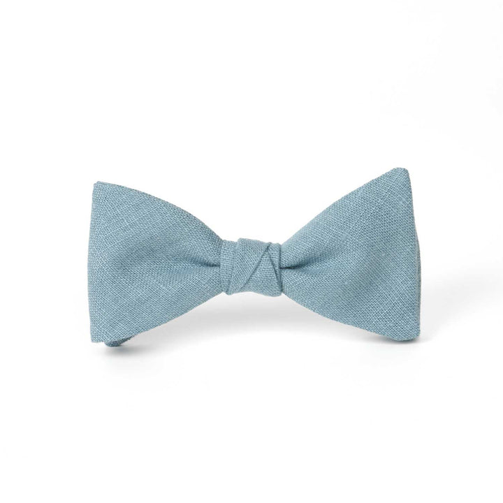 Dusty Blue Linen Bow Ties | Pre-Tied Sizes for Men & Boys