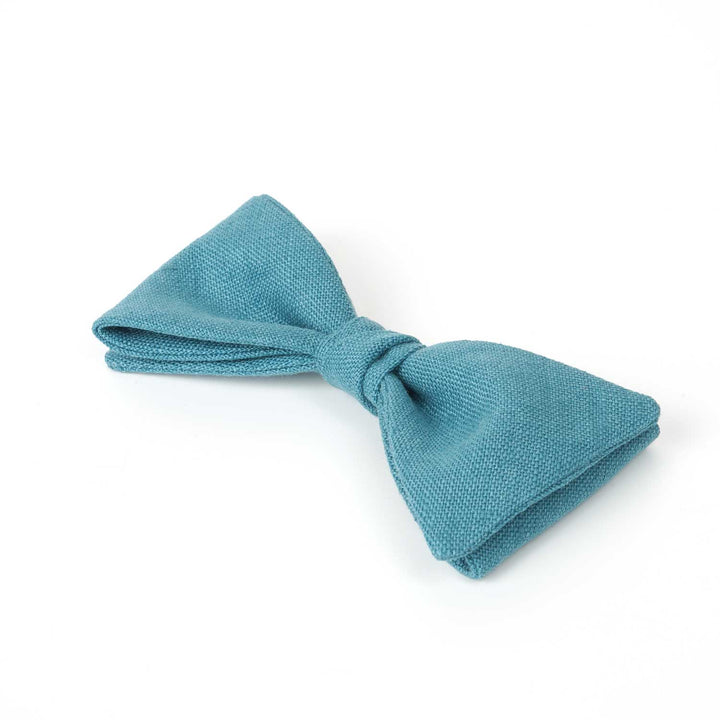 Dusty Blue Linen Bow Ties | Pre-Tied Sizes for Men & Boys