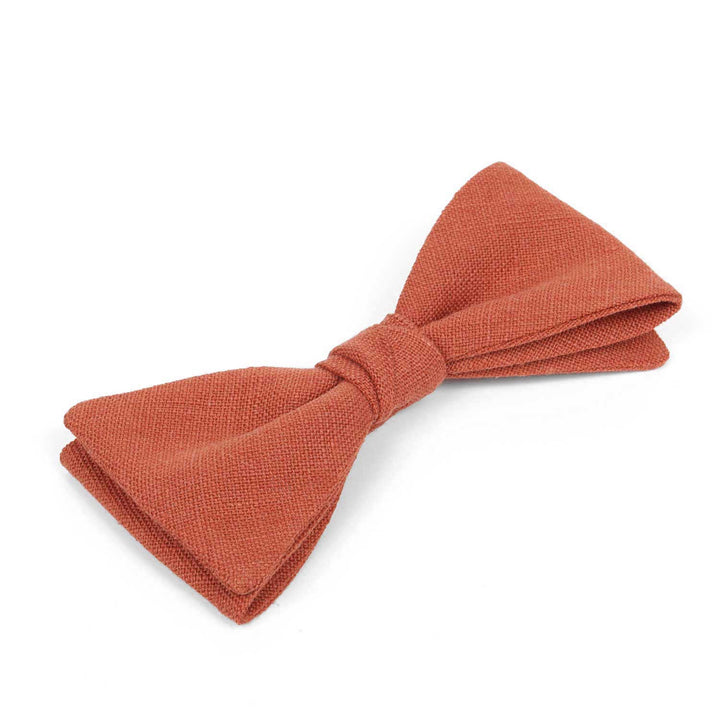 Set papillon e fazzoletto da taschino in lino rosso mattone | Fatto a mano