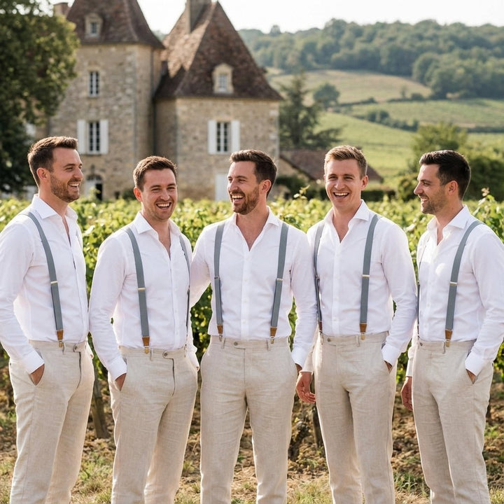 Personalized Gray Suspenders - Hemmitie