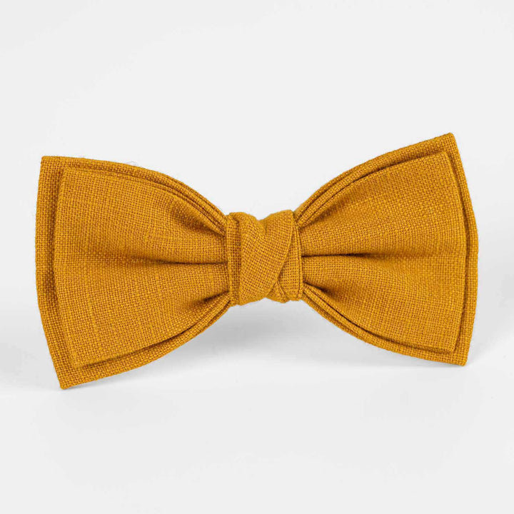 Men's Honey Yellow Linen Bow Tie
