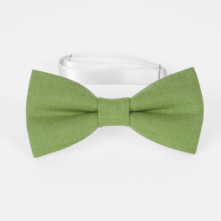 Green Linen Bow ties