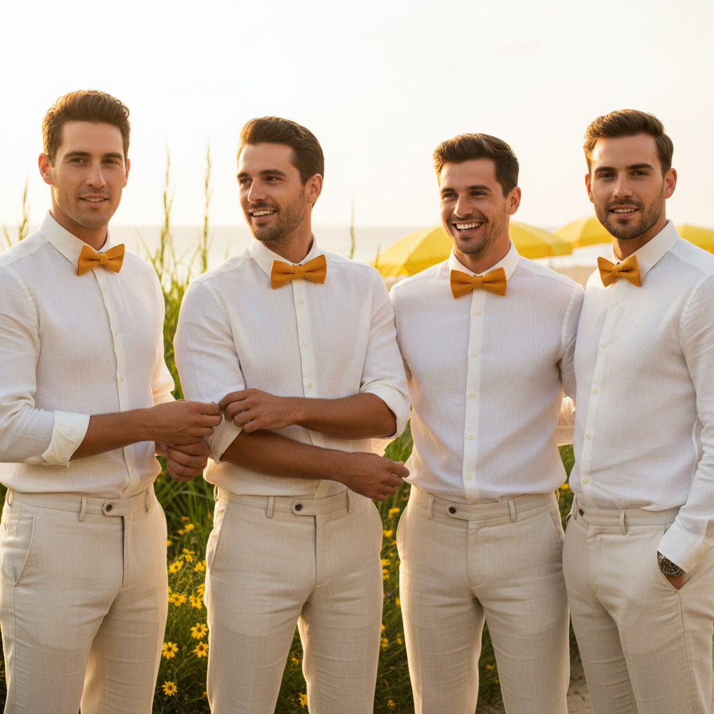 Classic Yellow Linen Bow Tie