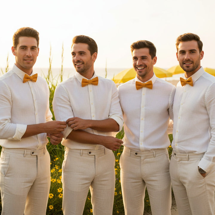 Classic Yellow Linen Bow Tie