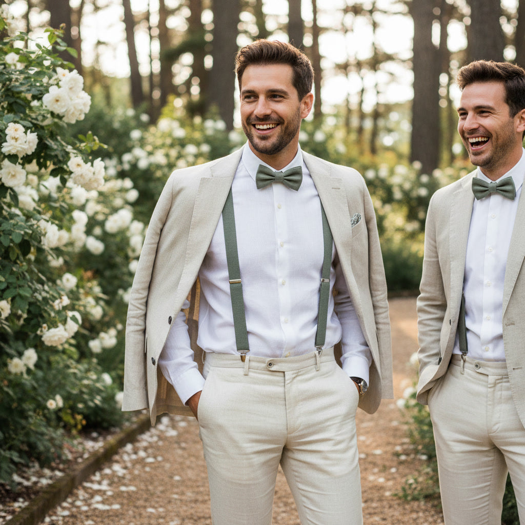 Sage Green Bow Tie & Suspenders Set