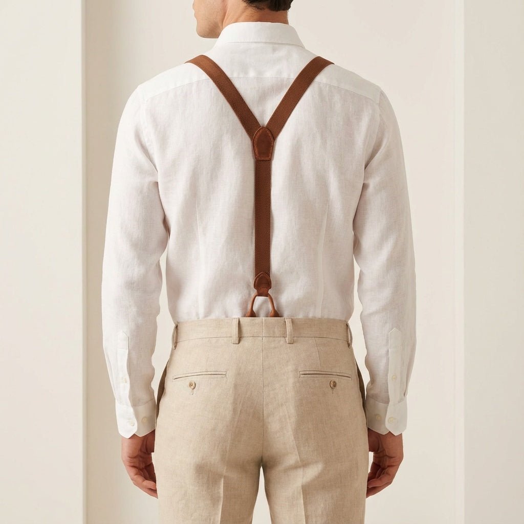 Adult Rustic Brown Y - Back Personalized Suspenders - Hemmitie