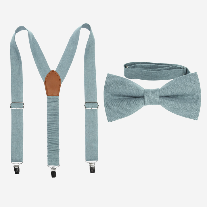 Blue Suspenders Bow tie Set