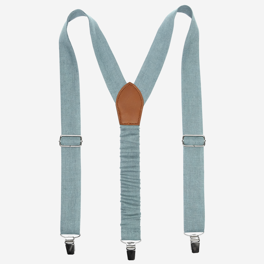 Teal Linen Suspenders