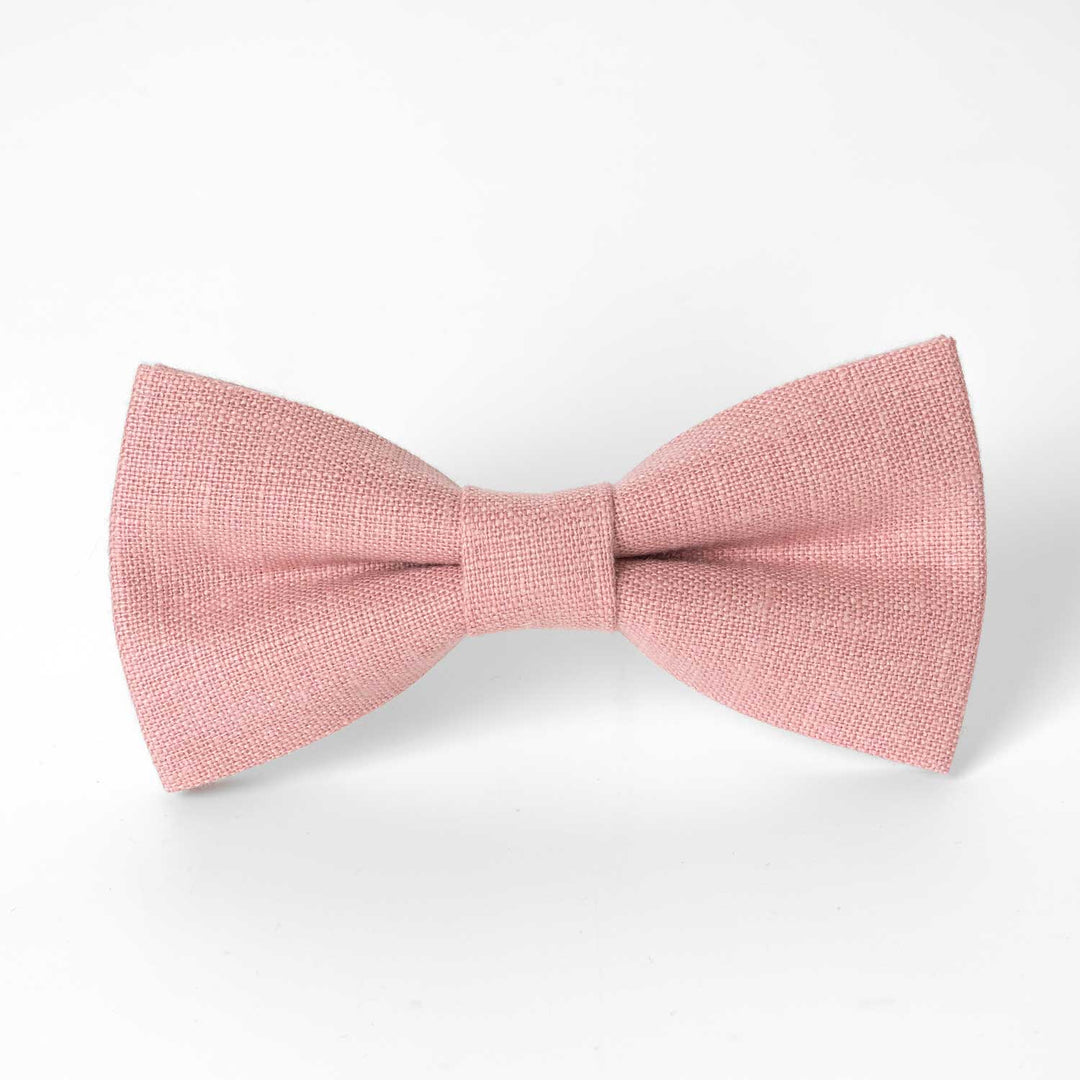 Blush Pink Linen Bow Tie Classic - Hemmitie
