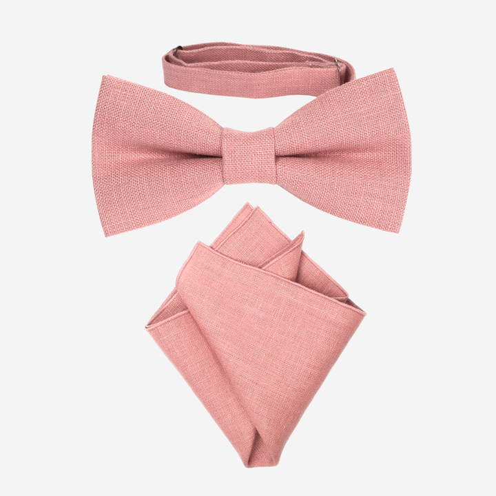 Coral Bow Tie and Pocket Square Set