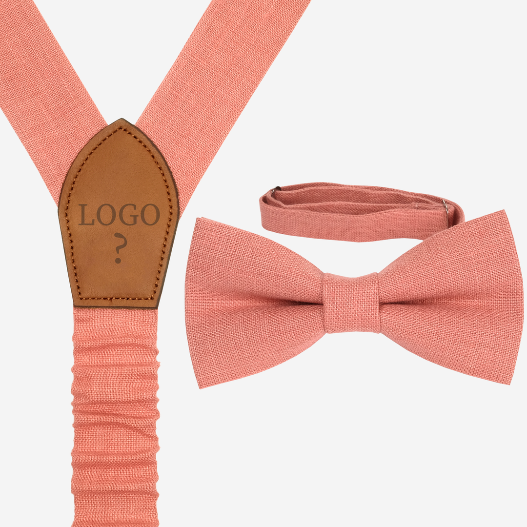 Blush Pink Personalized Suspenders Bow tie Set