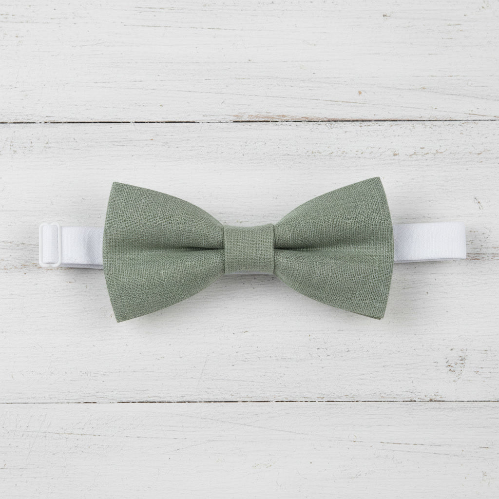 Sage Green Linen Bow ties