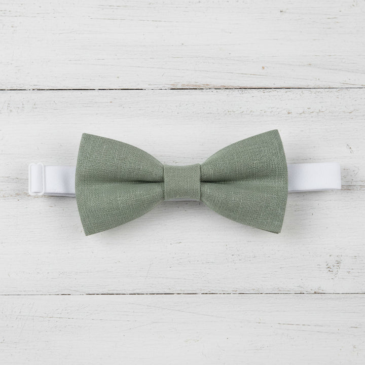 Sage Green Linen Bow ties