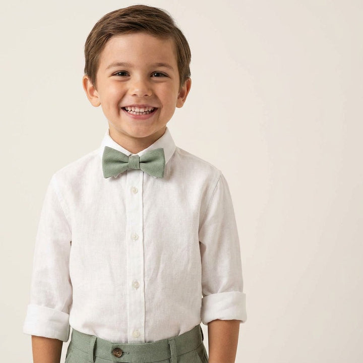 Sage Green Linen Pre - Tied Bow Tie - Hemmitie