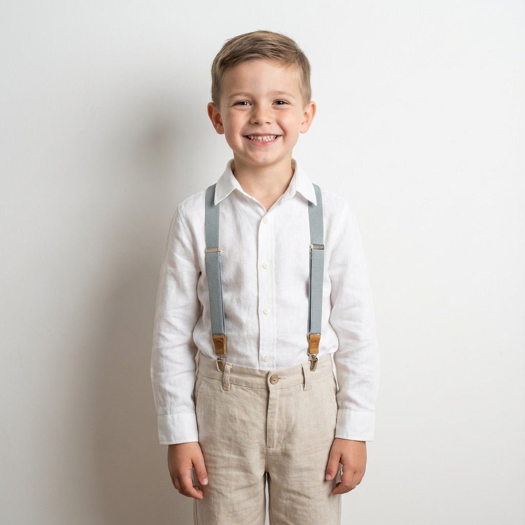 Personalized Gray Suspenders - Hemmitie