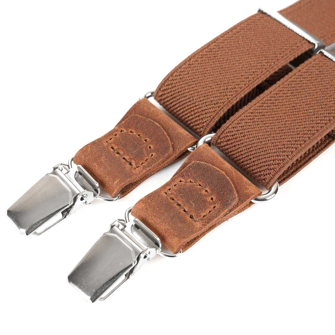 Adult Rustic Brown Y - Back Personalized Suspenders - Hemmitie