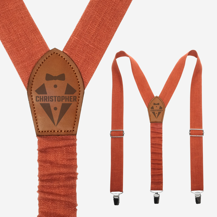 Orange Linen Y-Back Personalized Suspender