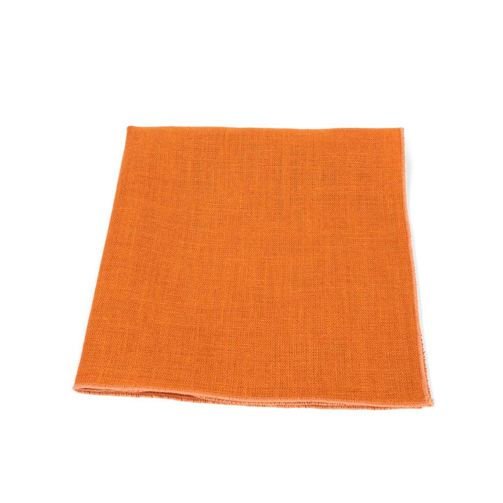 Orange Linen Bow Tie & Pocket Square Set - Hemmitie