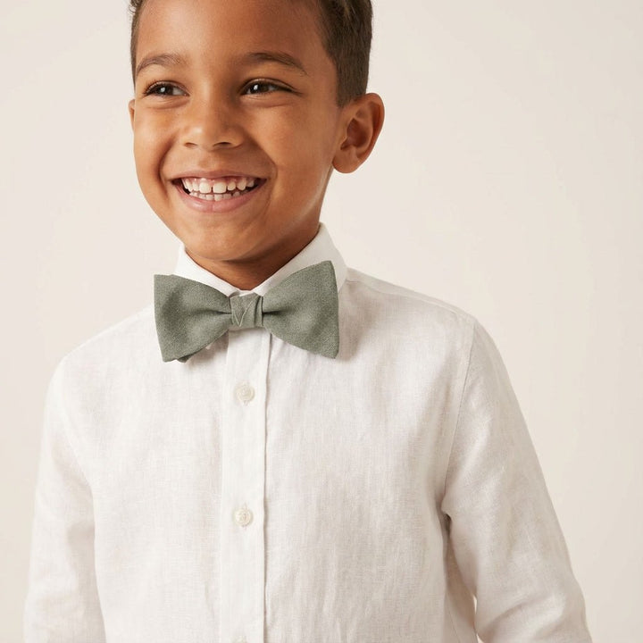 Army Green Linen Pre - tied Bow Tie - Hemmitie