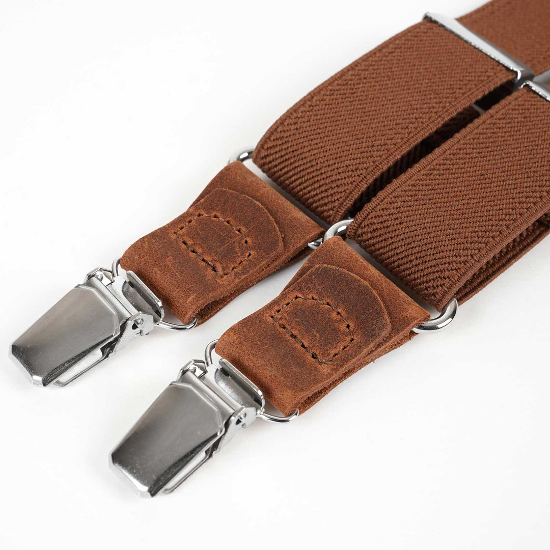 Personalized Rustic Terracotta Suspenders & Linen Bow Tie Set - Hemmitie