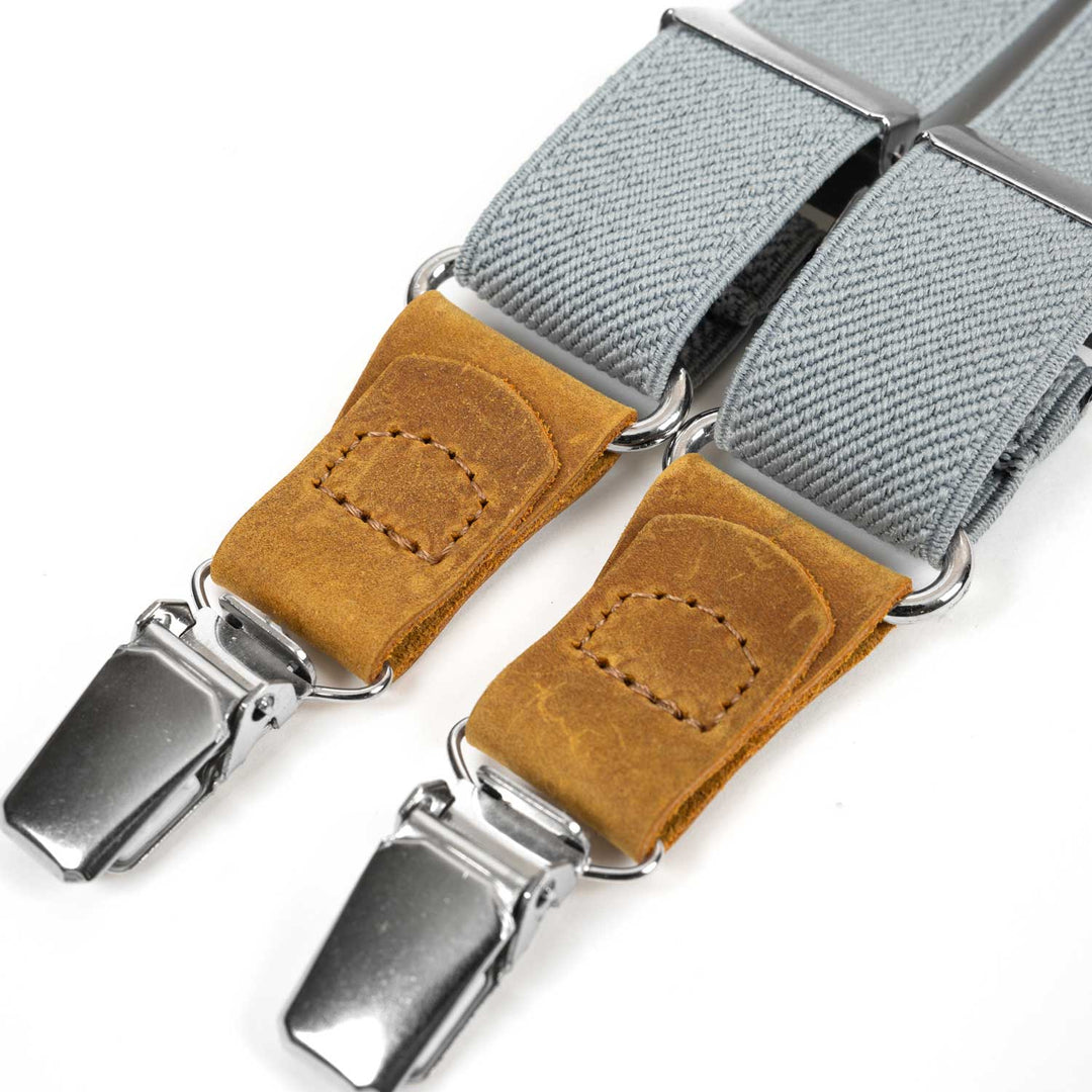 Personalized Gray Suspenders - Hemmitie