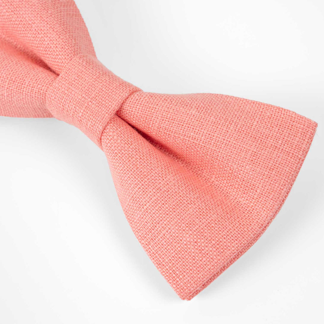 Coral Bow Tie and Pocket Square Set - Hemmitie