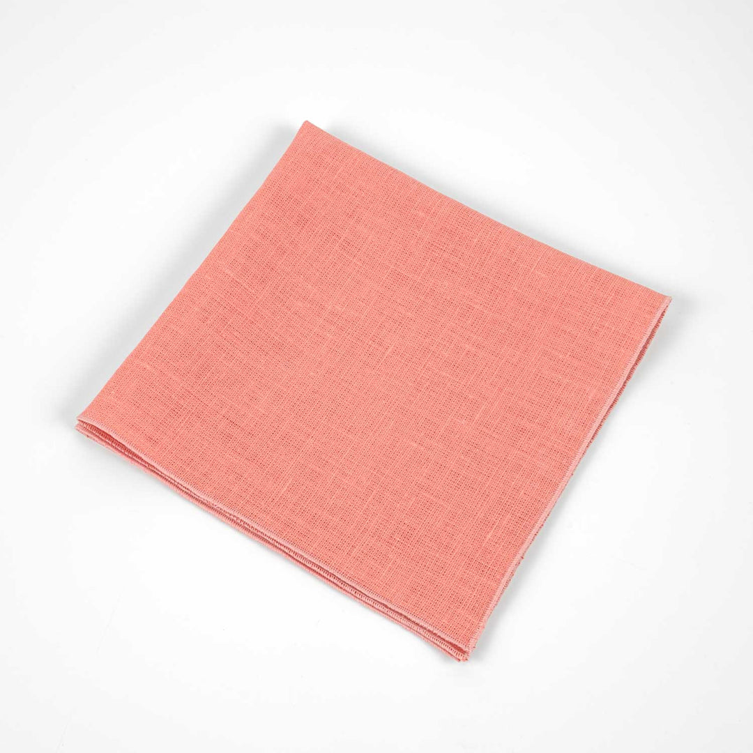 Coral Bow Tie and Pocket Square Set - Hemmitie