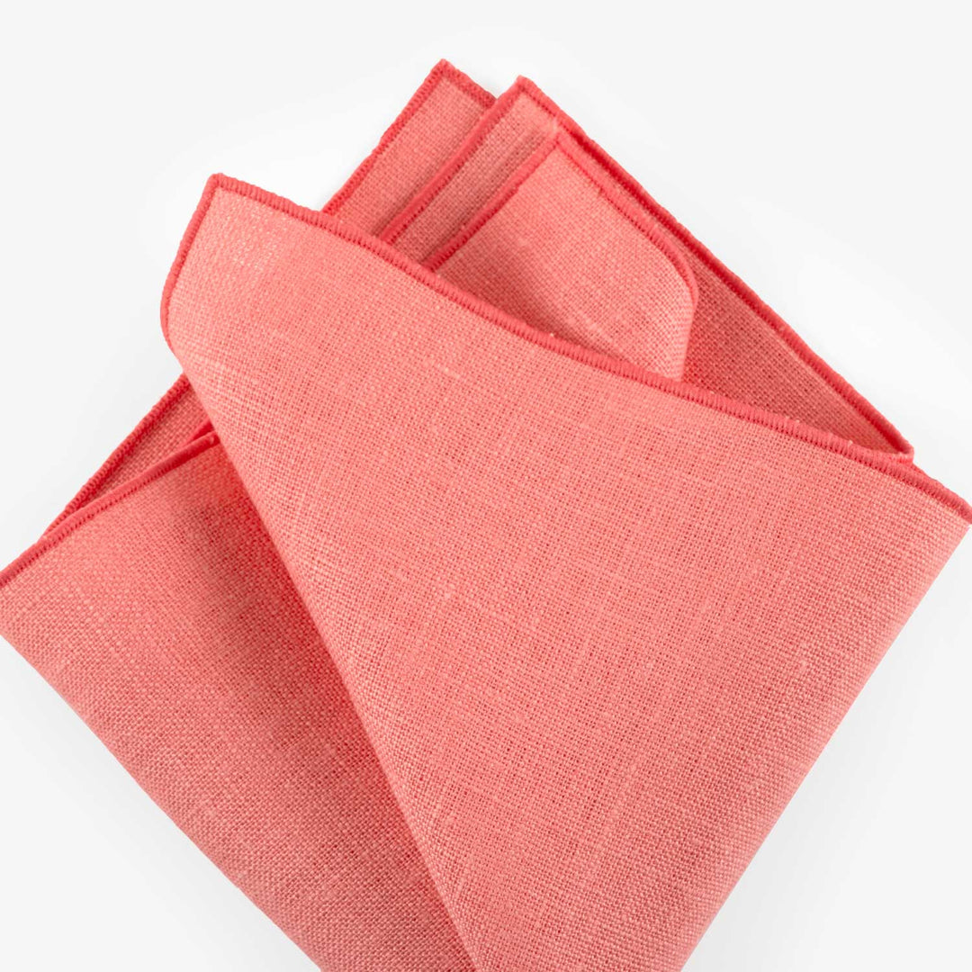Coral Bow Tie and Pocket Square Set