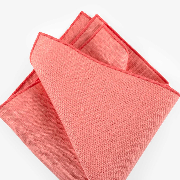 Coral Bow Tie and Pocket Square Set