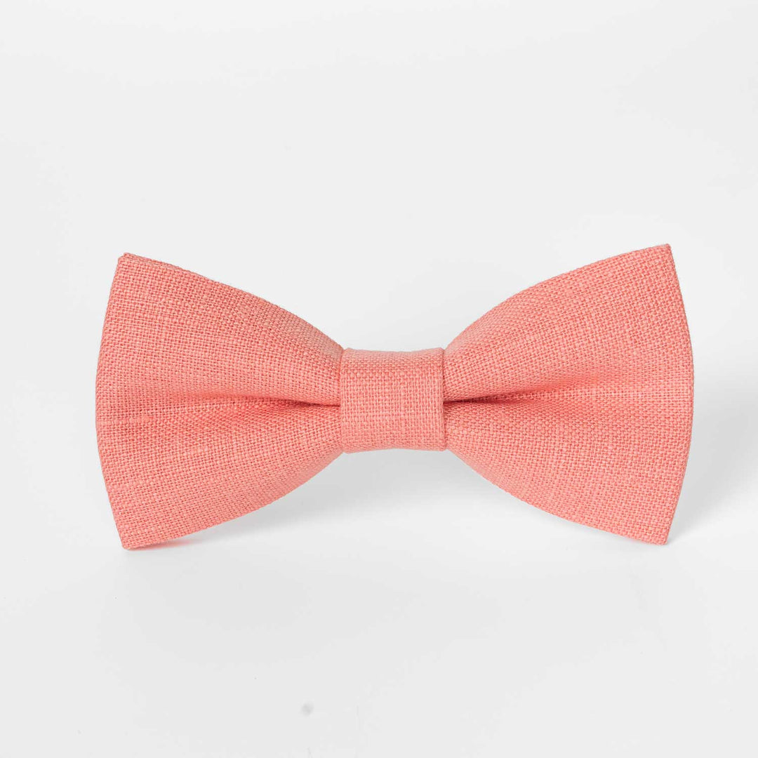 Coral Bow Tie and Pocket Square Set - Hemmitie