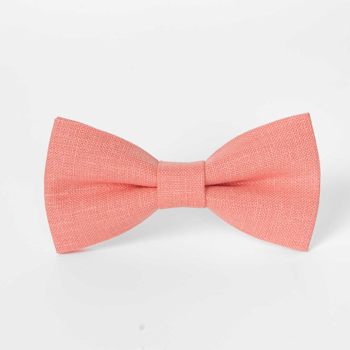 Coral Bow Tie and Pocket Square Set - Hemmitie