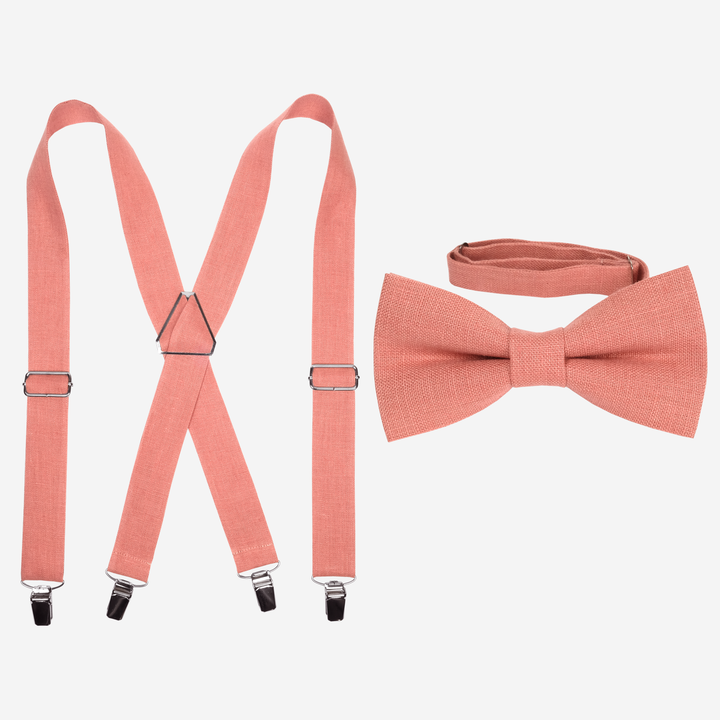 Rusty Pink Bow Tie and Suspenders Set