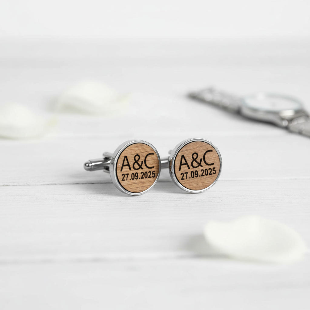 Personalized wooden cufflinks