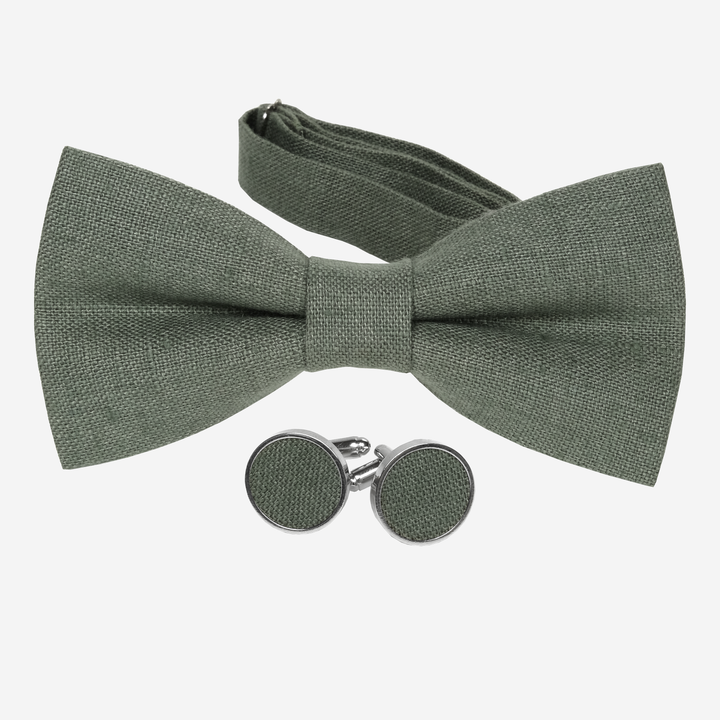 Sage Green Bow tie and Cufflinks Set