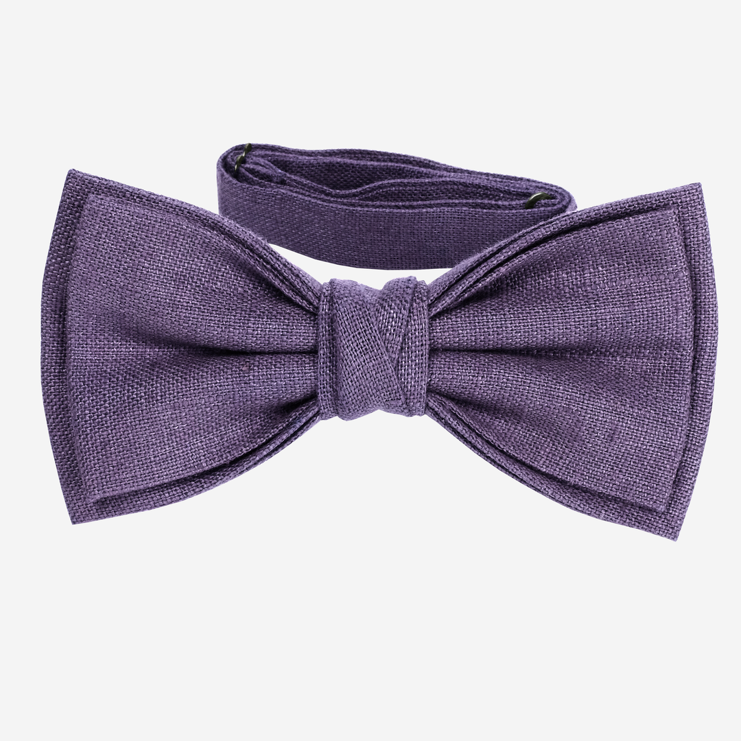 Dusty purple linen bow tie