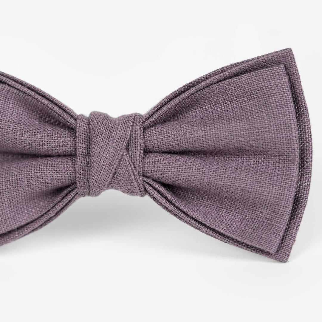 Dusty purple linen bow tie