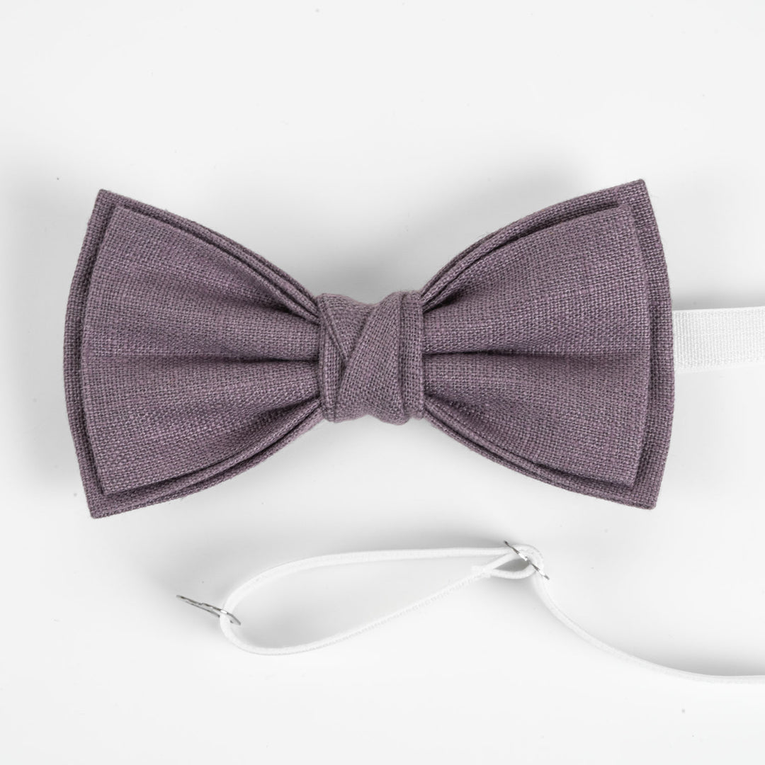 Dusty purple linen bow tie