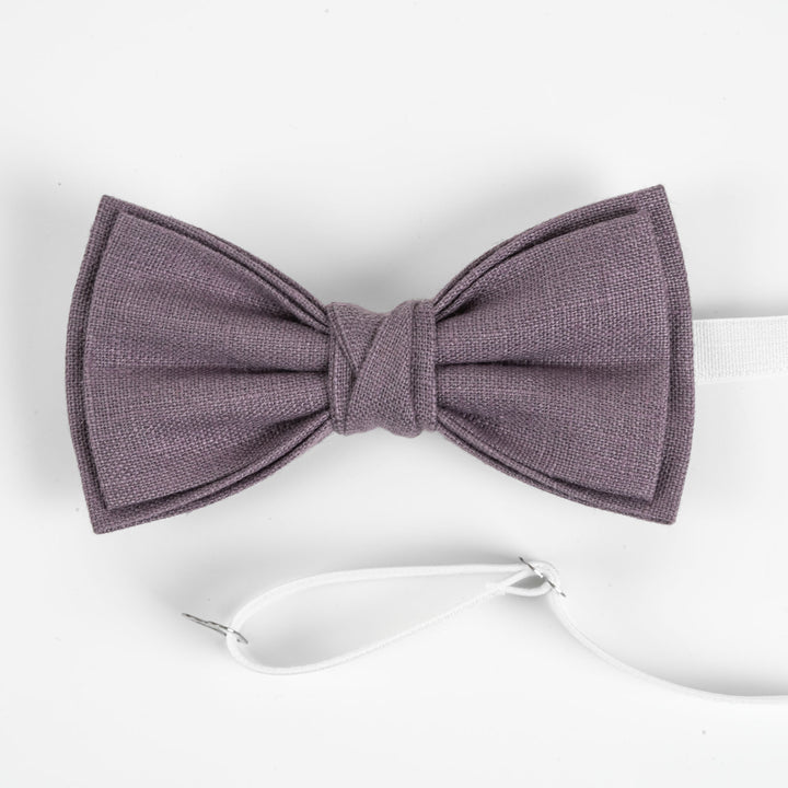 Dusty purple linen bow tie