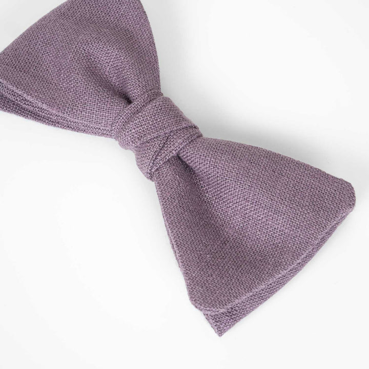 Dusty Purple Pre - tied Linen Bow Tie - Hemmitie