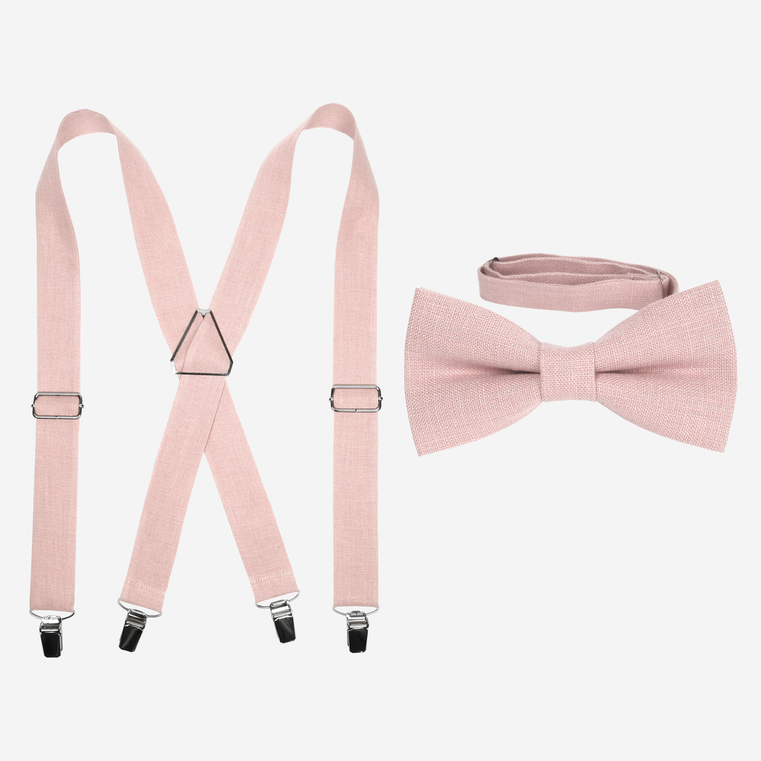 Rusty Pink Bow Tie and Suspenders Set