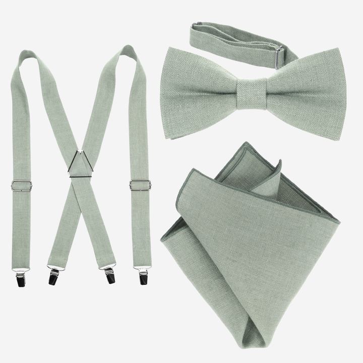 Suspenders, bow tie and pocket square set