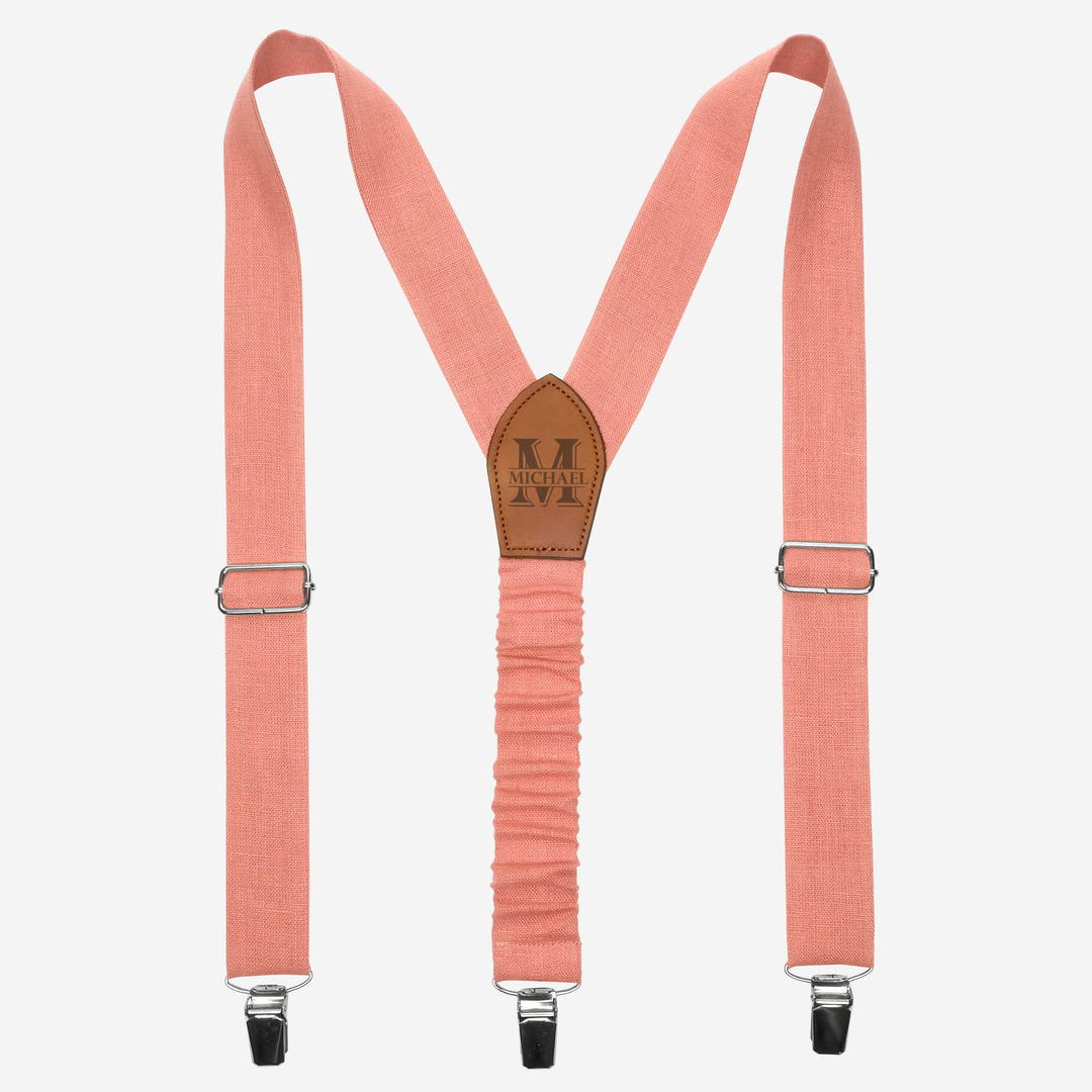 Blush Pink Personalized Suspenders Bow tie Set