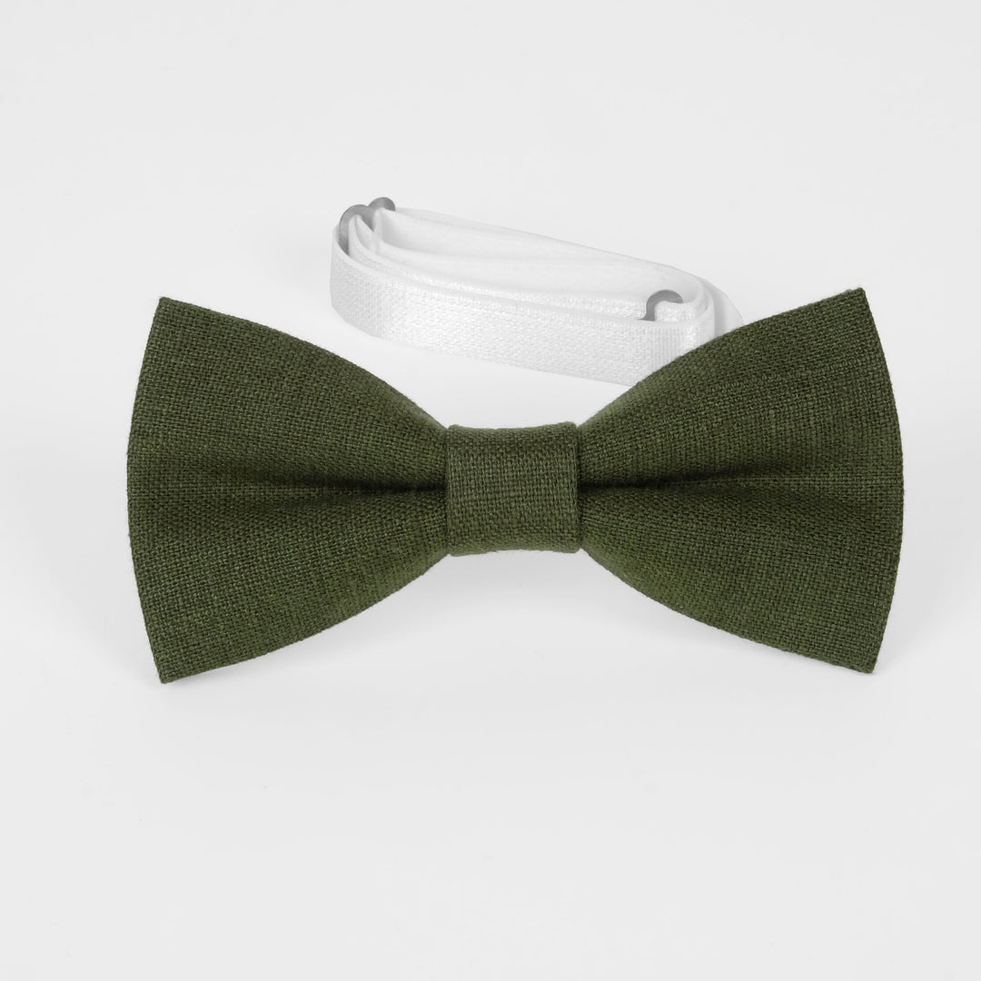 Green Linen Bow ties