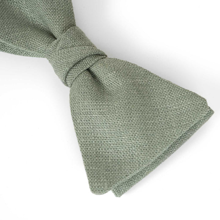Sage Green Linen Pre - Tied Bow Tie - Hemmitie
