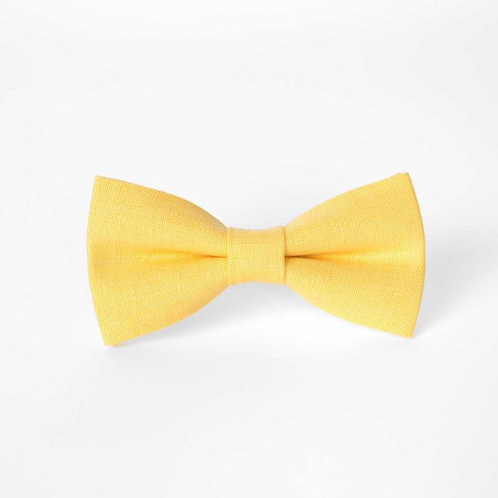 Classic Yellow Linen Bow Tie - Hemmitie