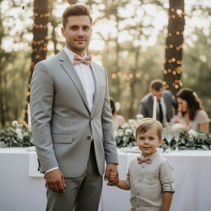 Blush Child Pink Linen Bow Tie